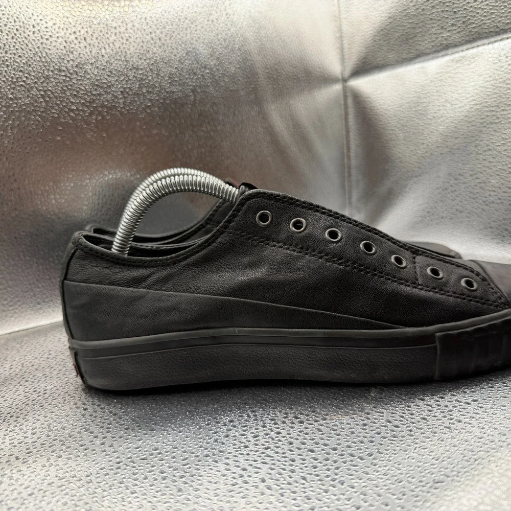 Size 7M John‎ Varvatos Bootleg Black Mens Low Top Lace-Up Athletic Sneakers
